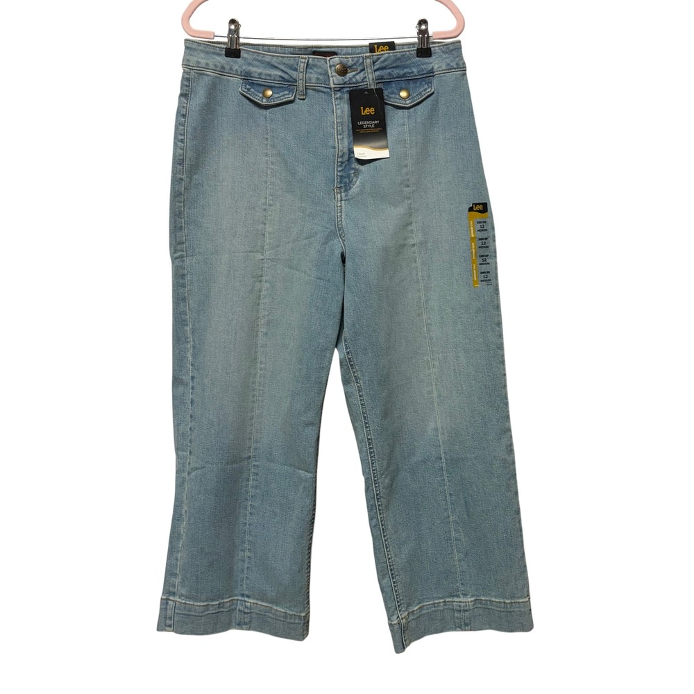 Lee Legendary Style Seamed Crop High Rise Wide Leg Jeans Eternal Fade Blue 12M